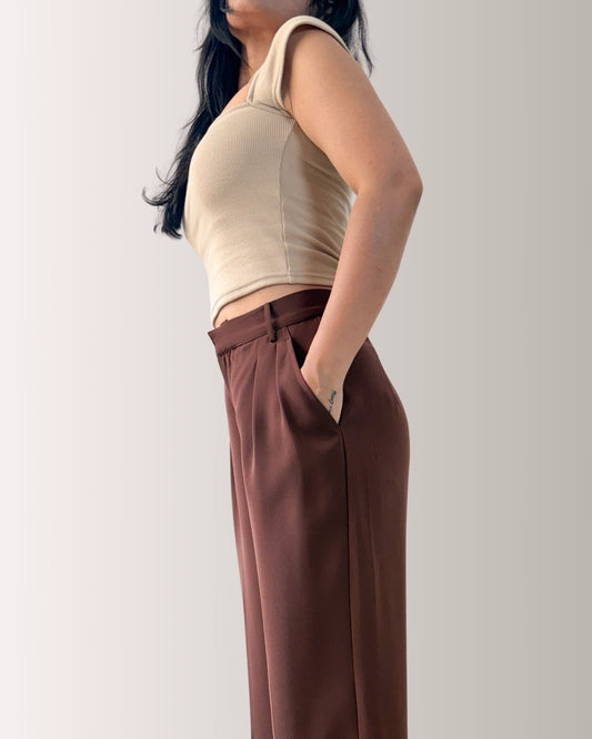 Soft Cotton Ribbed Sweetheart Top | Latte Cream