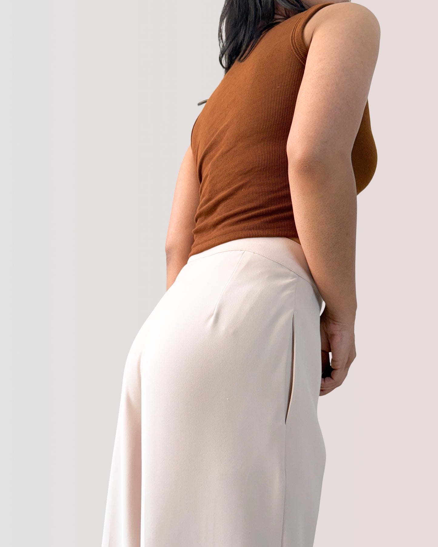 Cotton Scoop Ribbed Crop Top | Mocha Brown