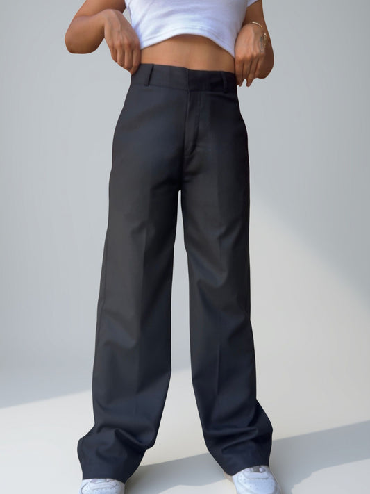 Tailored Straight Trousers | Raven Black