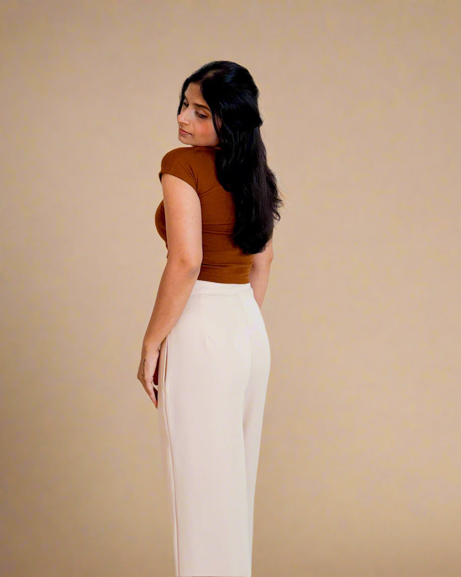 Cotton Sweetheart Ribbed Crop Top | Mocha Brown