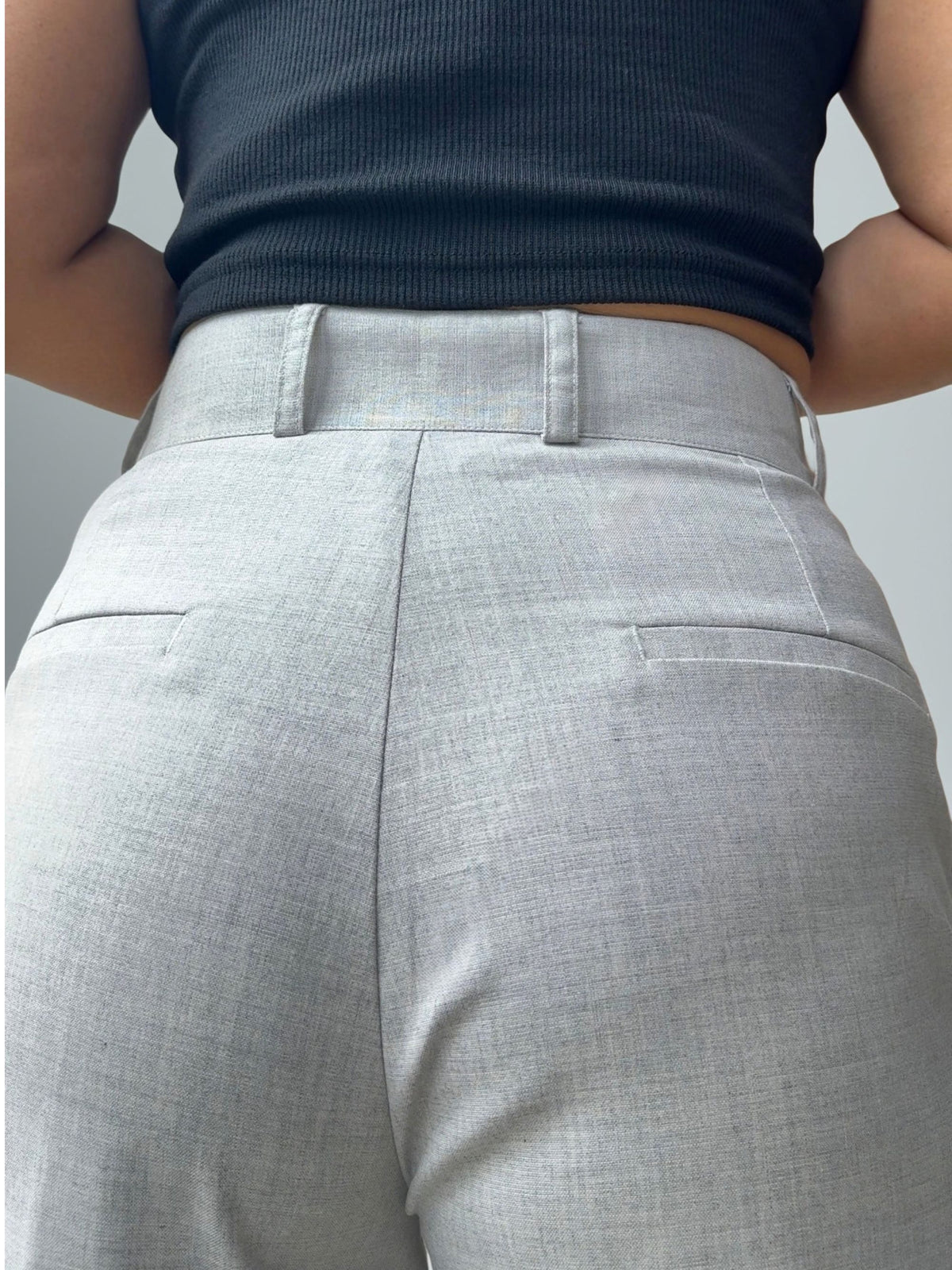 Tailored Straight Trousers | Grey Melange