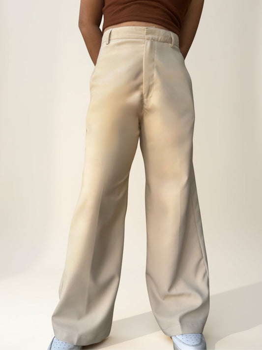 Tailored Comfy Wide Trousers | Latte Cream