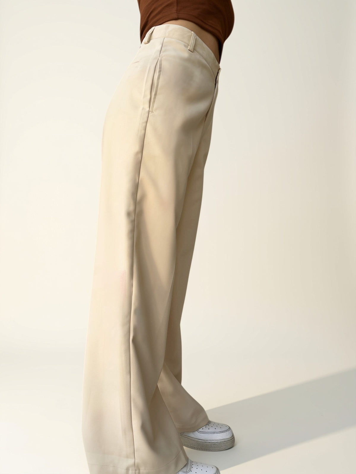 Tailored Comfy Wide Trousers | Latte Cream