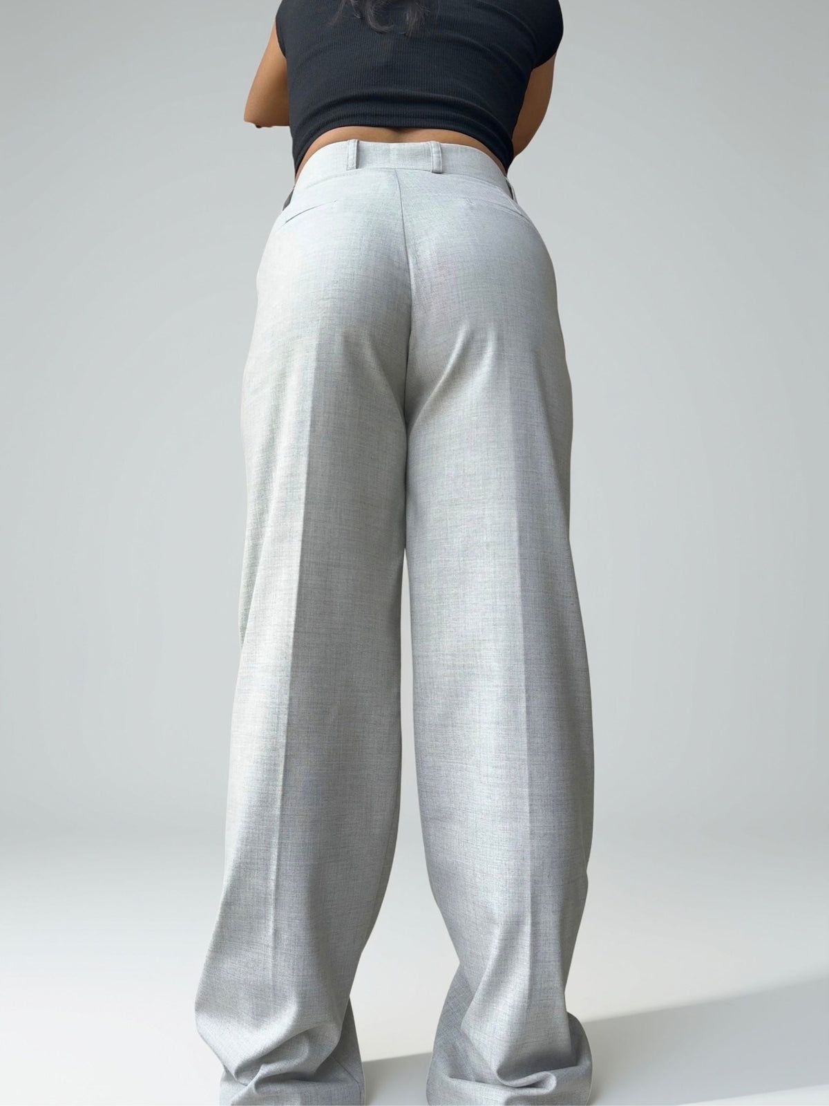 Tailored Straight Trousers | Grey Melange