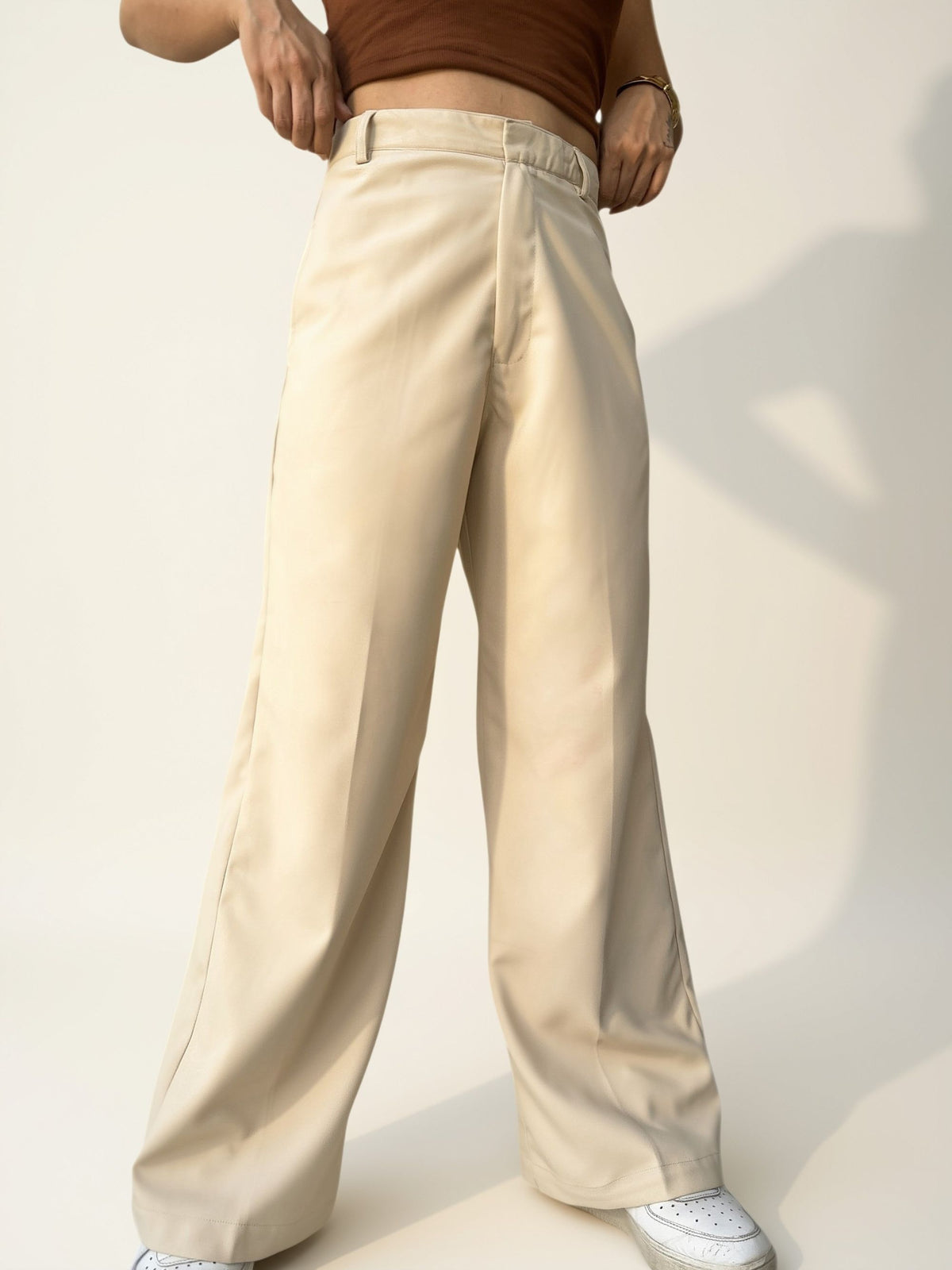 Tailored Comfy Wide Trousers | Latte Cream