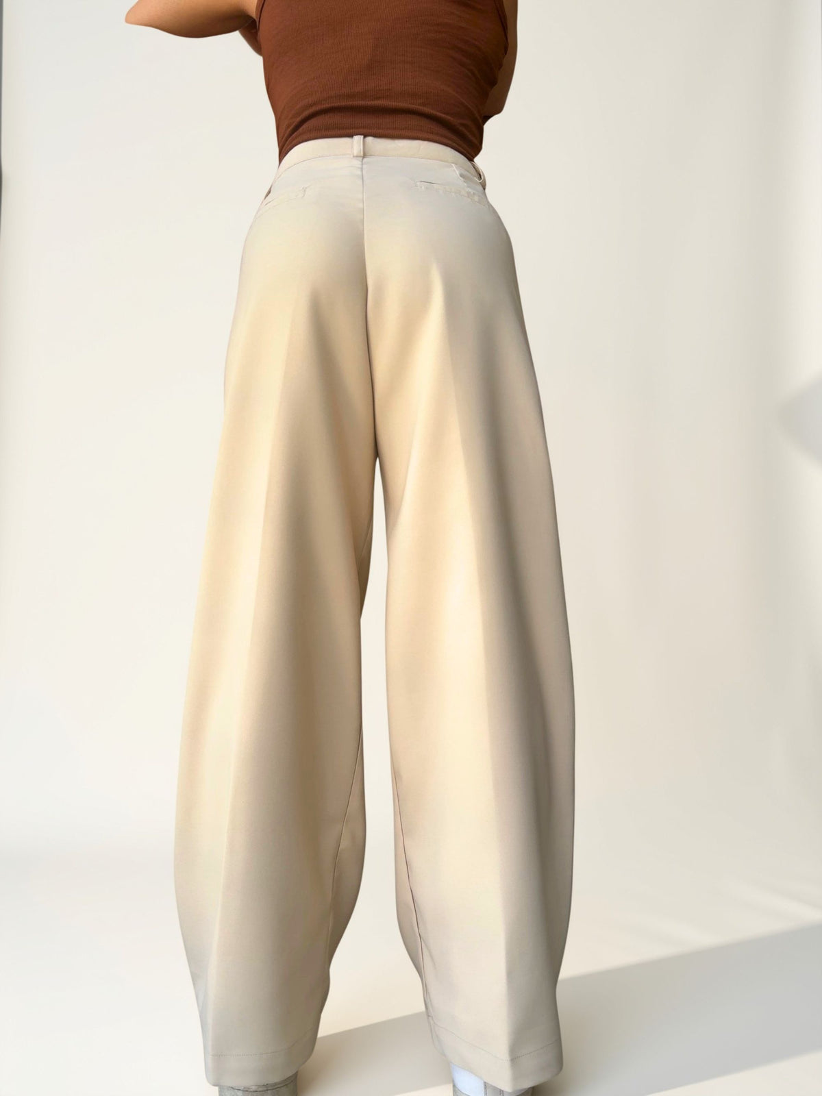 Tailored Comfy Wide Trousers | Latte Cream