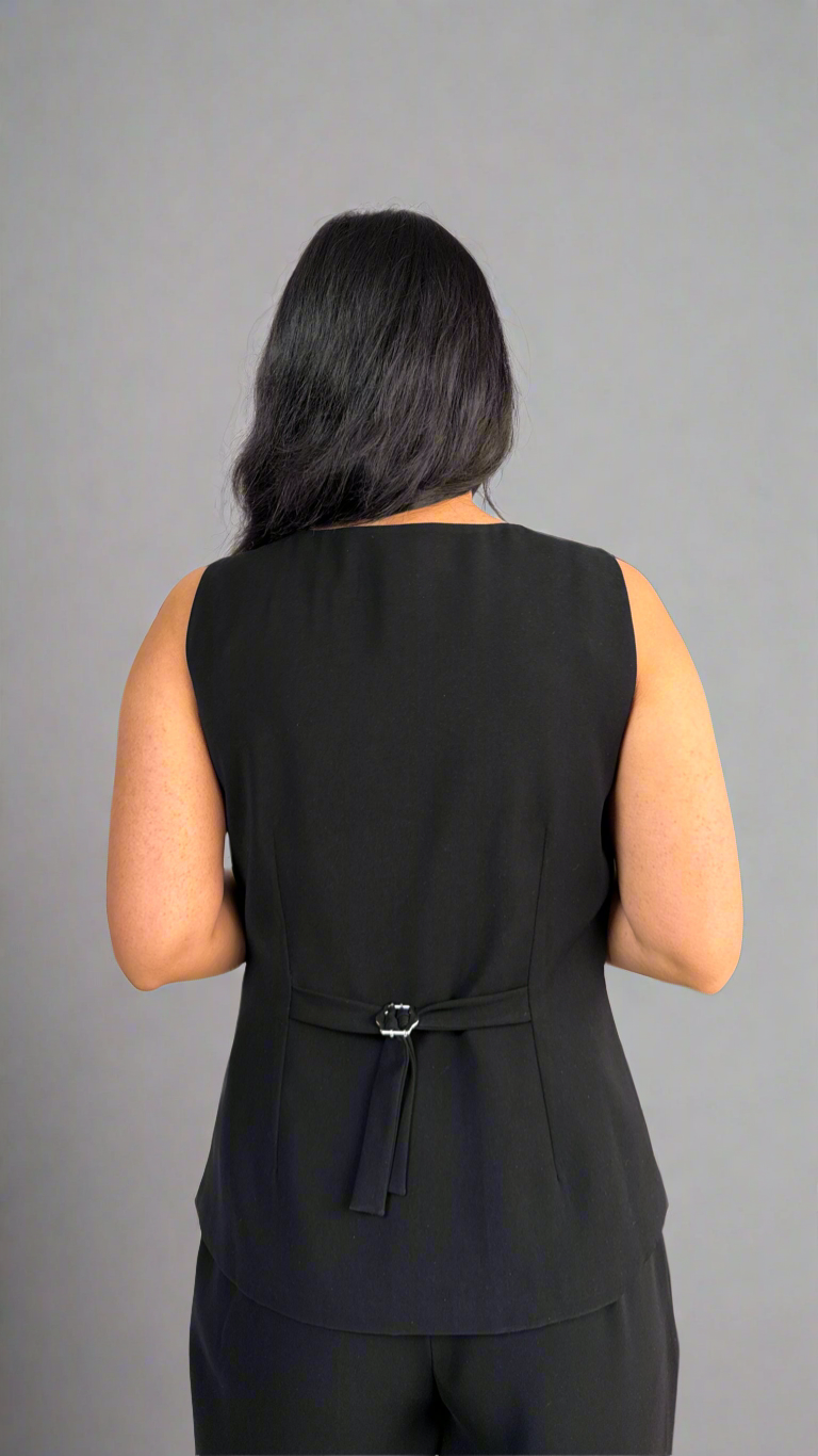 Japanese Crepe Tailored Waistcoat | Raven Black