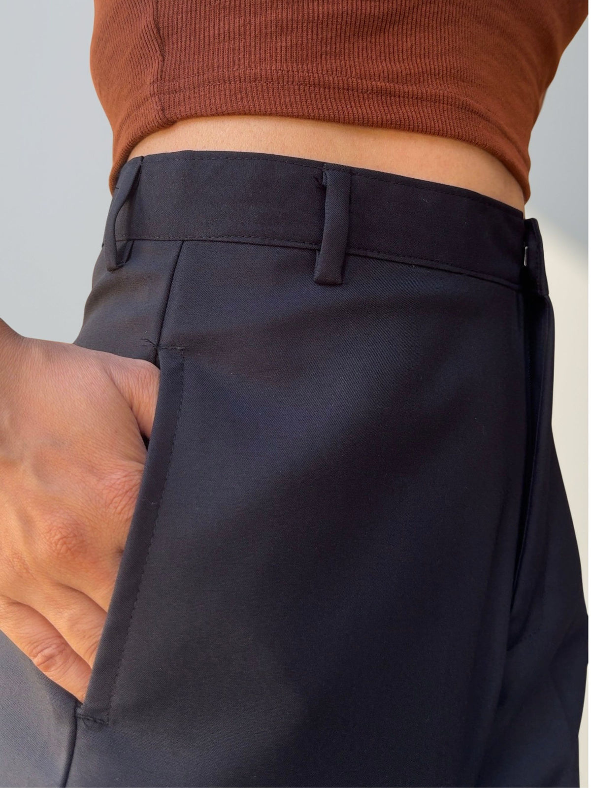 Tailored Comfy Wide Trousers | Raven Black