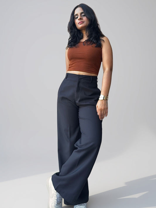 Tailored Comfy Wide Trousers | Raven Black