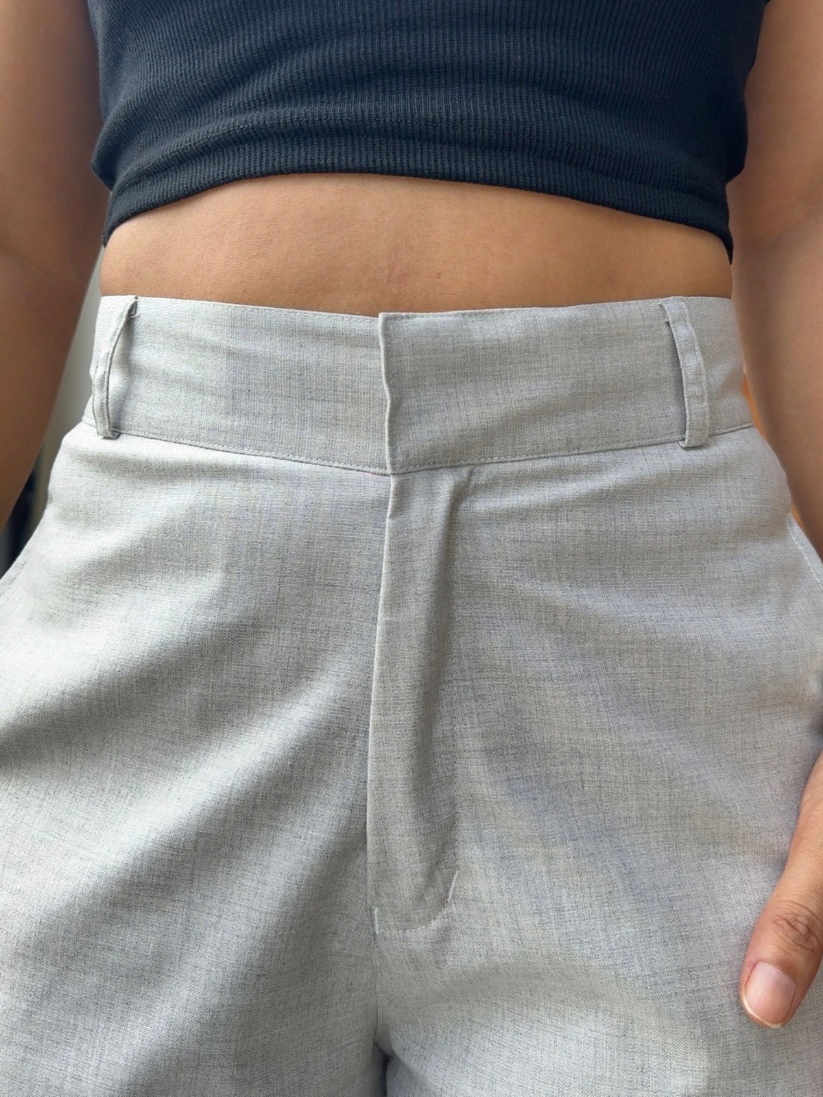 Tailored Straight Trousers | Grey Melange