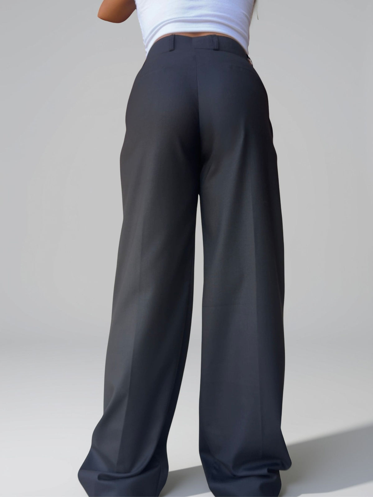 Tailored Straight Trousers | Raven Black