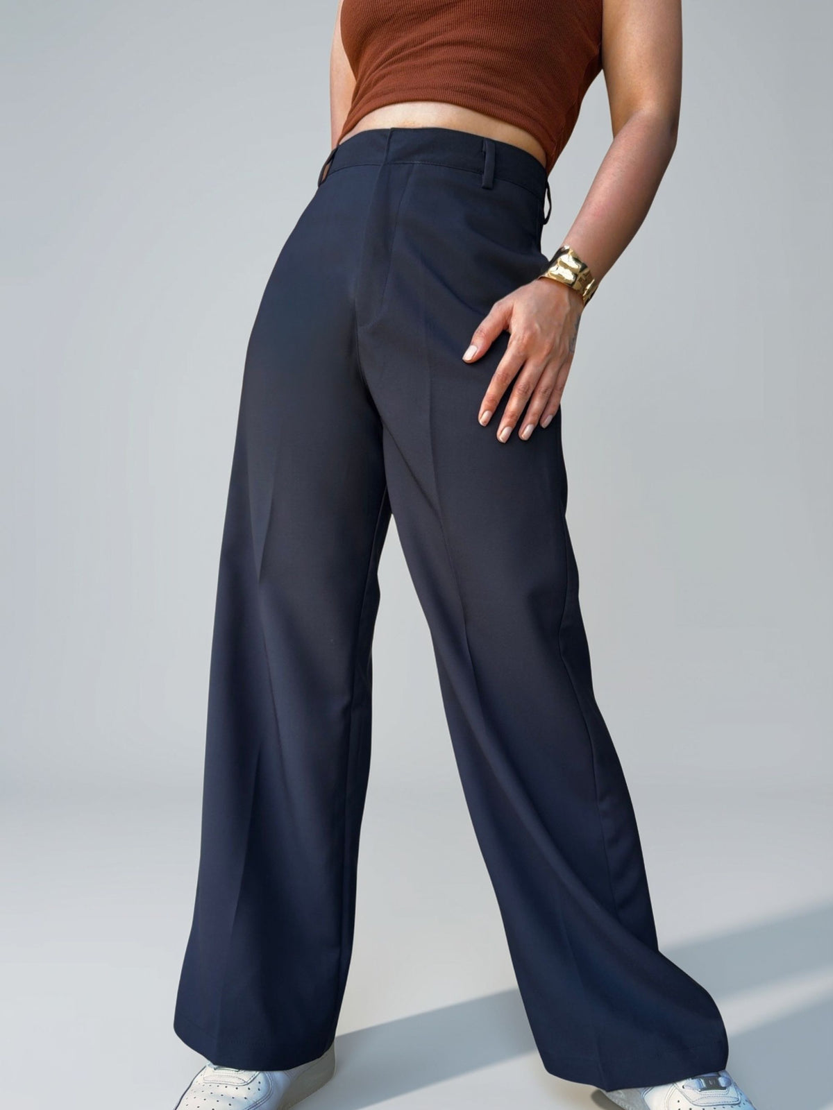 Tailored Comfy Wide Trousers | Raven Black