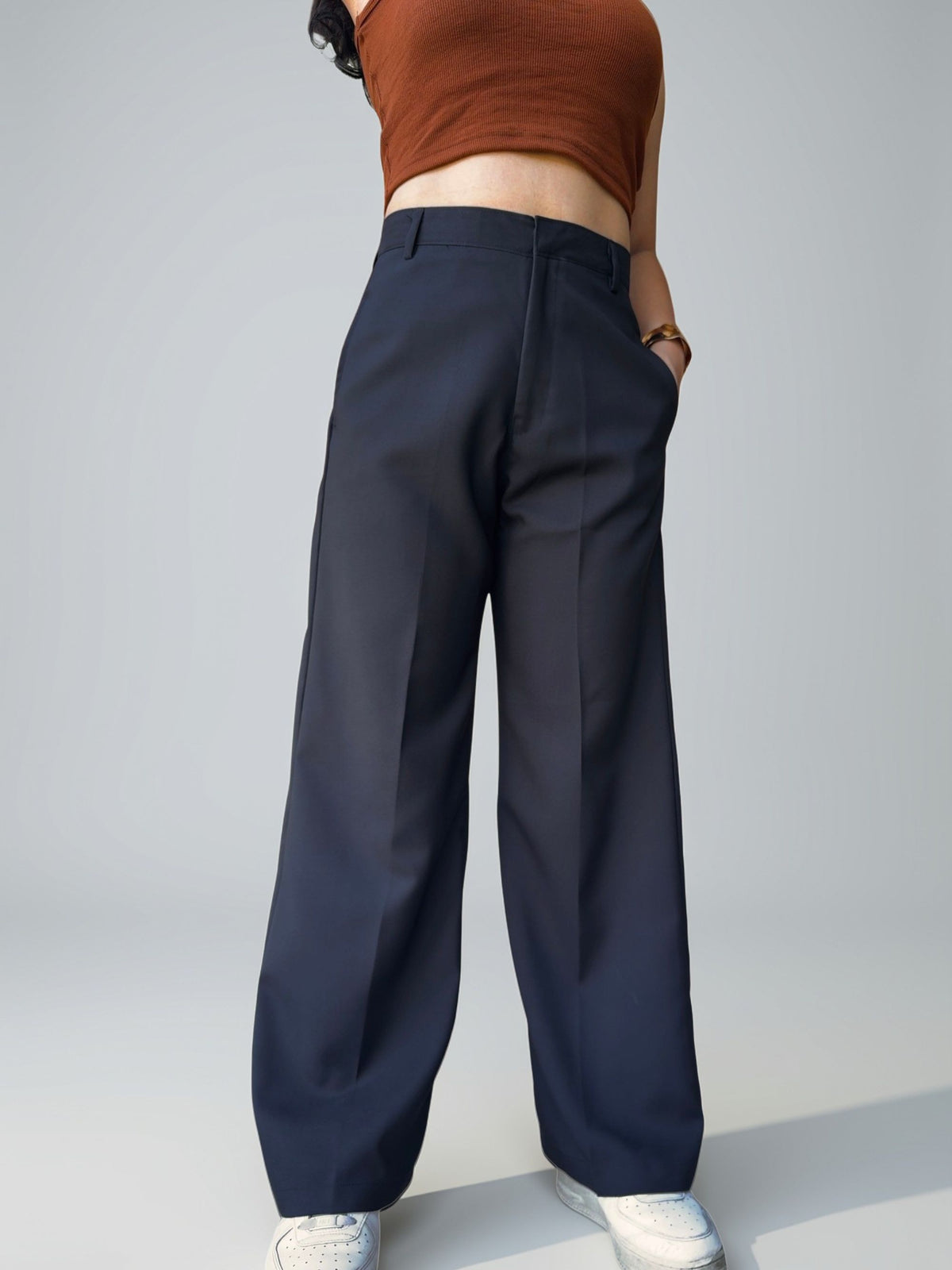 Tailored Comfy Wide Trousers | Raven Black