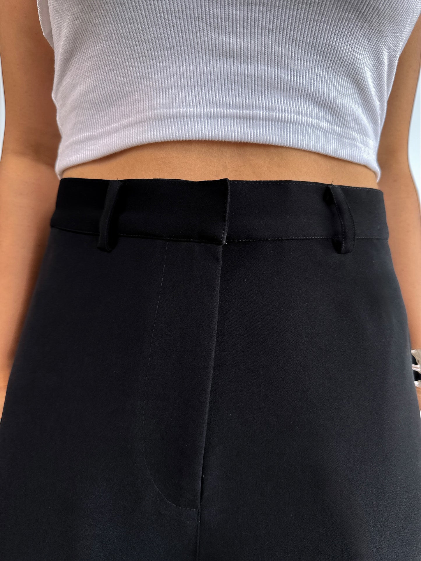 Japanese Crepe Tailored Wide Trousers | Raven Black