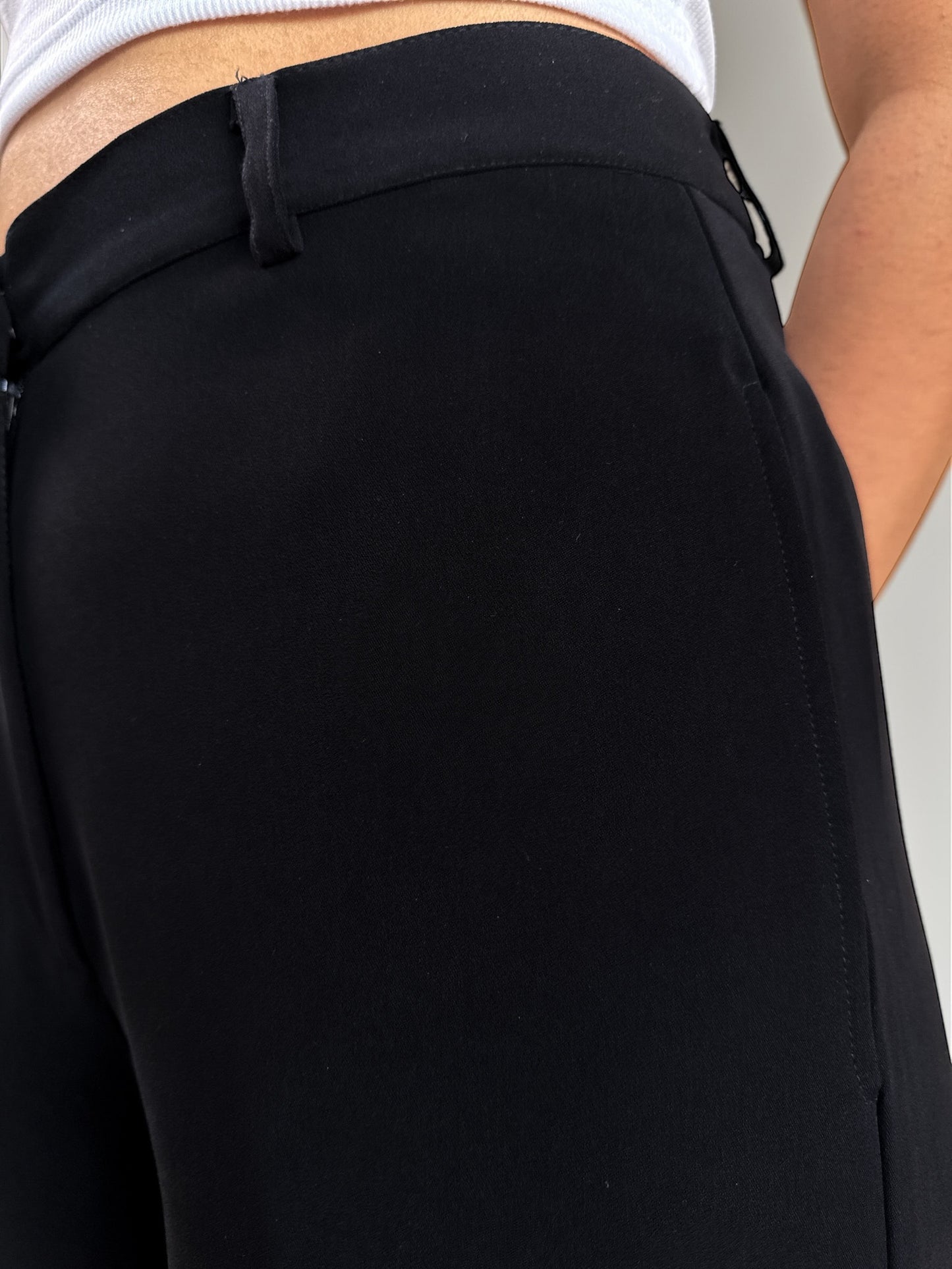 Japanese Crepe Tailored Wide Trousers | Raven Black