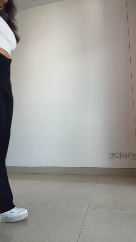 Japanese Crepe Tailored Wide Trousers | Raven Black