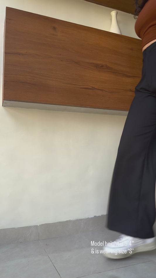 Tailored Comfy Wide Trousers | Raven Black